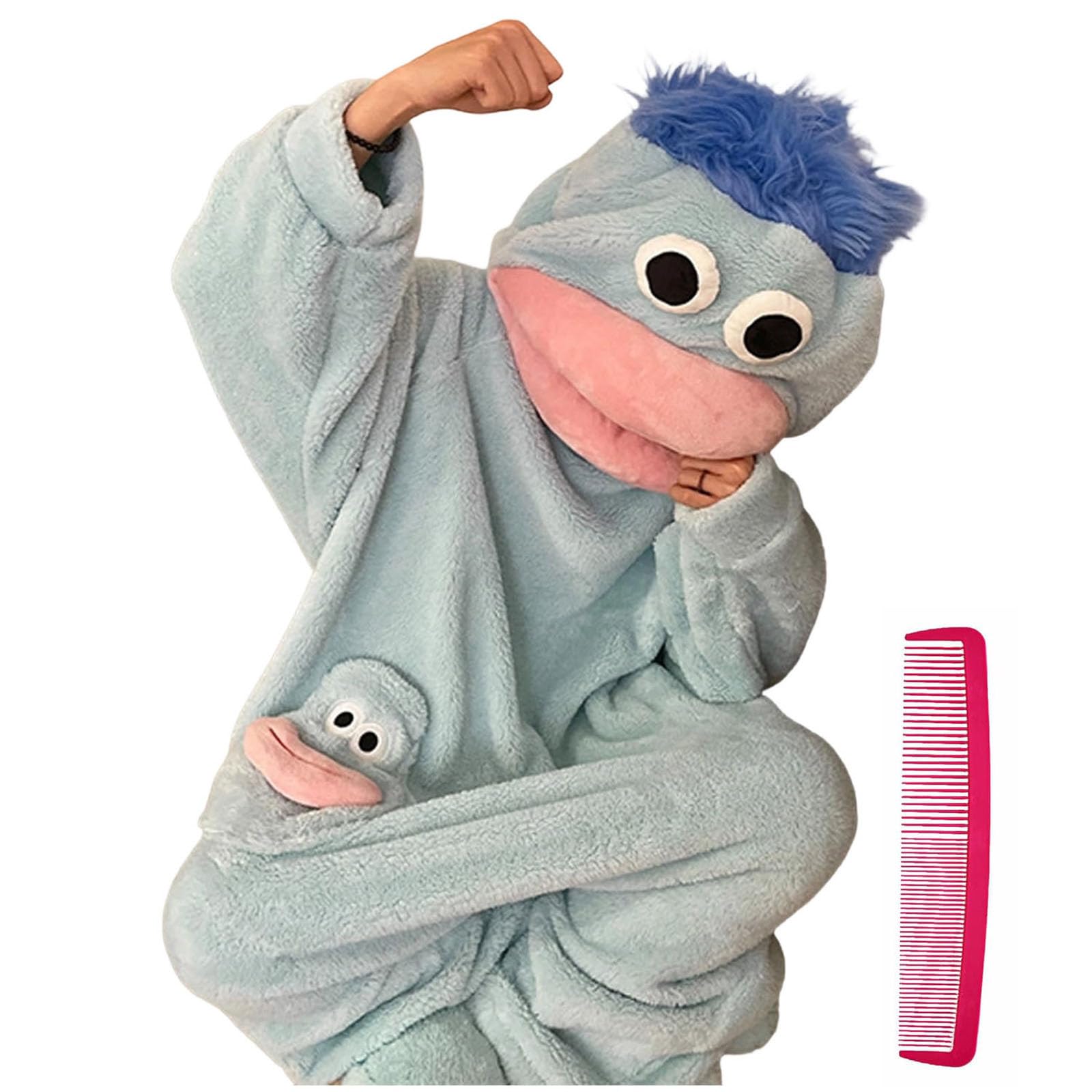 Mono Tonto Portátil, Divertido Pijama De Forro Polar con Capucha De Monstruo Verde con Peine, Duradero Y Lavable, Cómodo Y Relajado