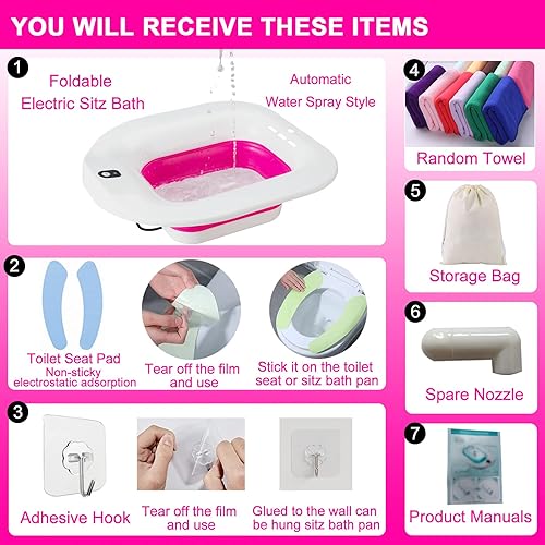 Vista 15 de Bañera de sentada, baño eléctrico para hemorroides, baño de asiento para asiento de inodoro, lavabo de cuidado posparto, cuenco de sales de baño