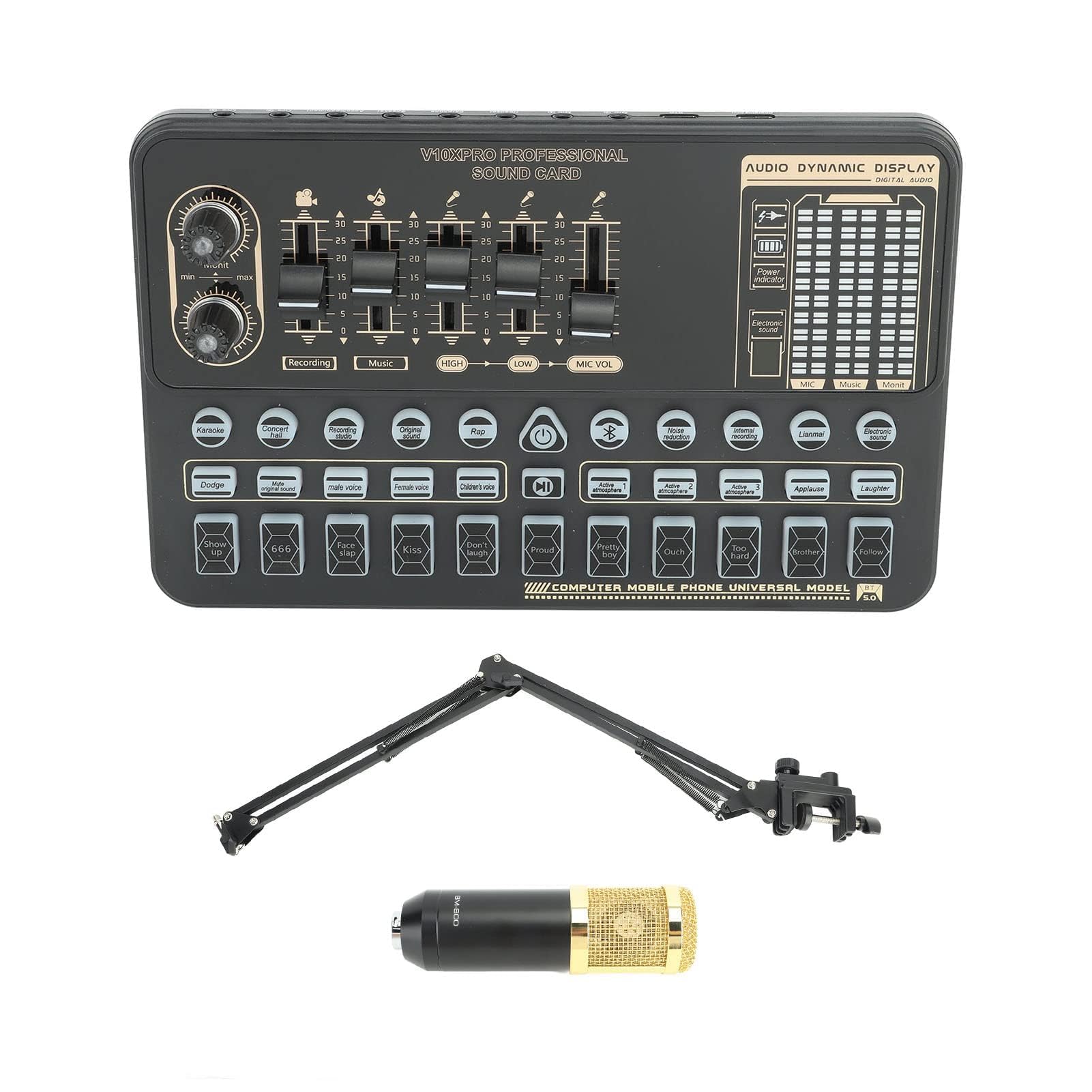 Pacchetto di Apparecchiature per Podcast con Scheda Audio a Doppio Microfono E Pickup Cardioide, Kit Audio dal Vivo Professionale per DJ, Karaoke E Chitarra