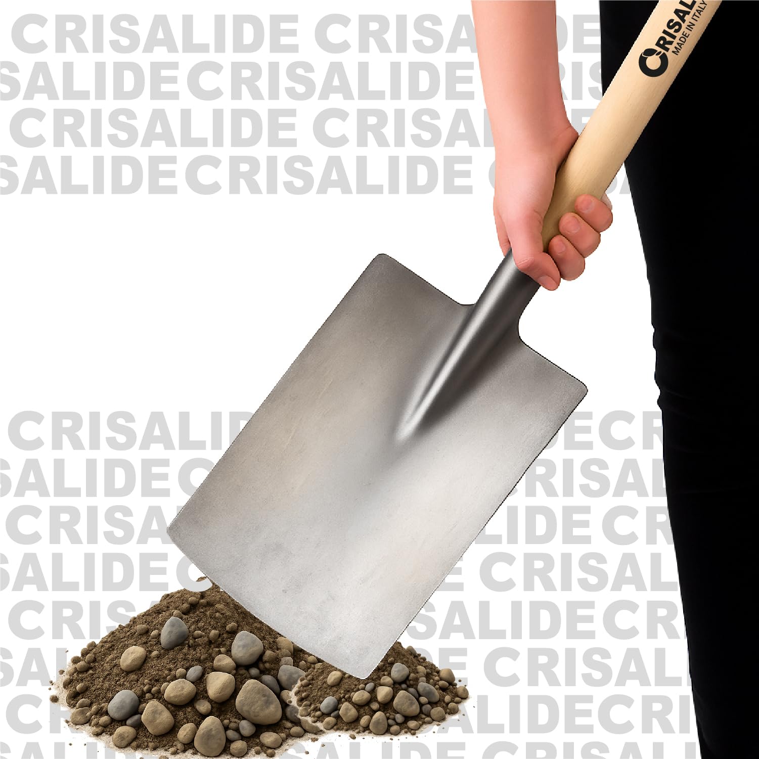 Crisalide® Vanga da Giardino in Acciaio – Manico in Legno di Faggio da 135 cm – Lama Rettangolare per Scavo, Trapianto e Lavori su Tutti i Terreni – Robusta, Professionale e Affilata