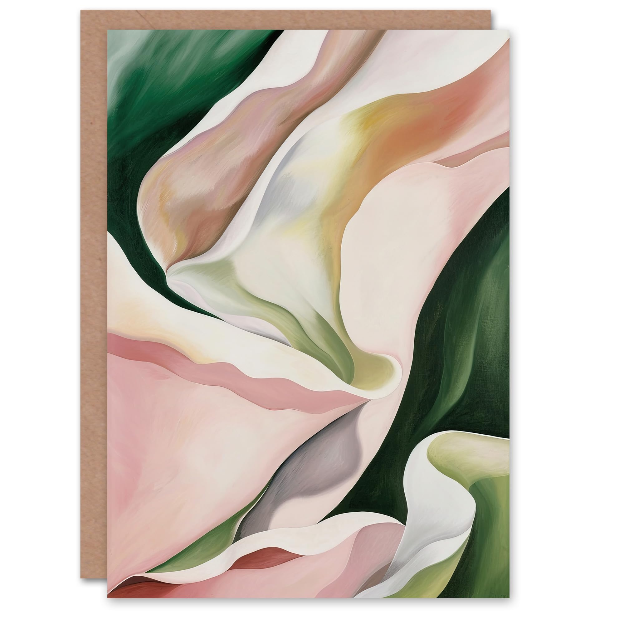 Fabric Folds Pink Green Abstract Watercolour Greeting Card Birthday Him Her