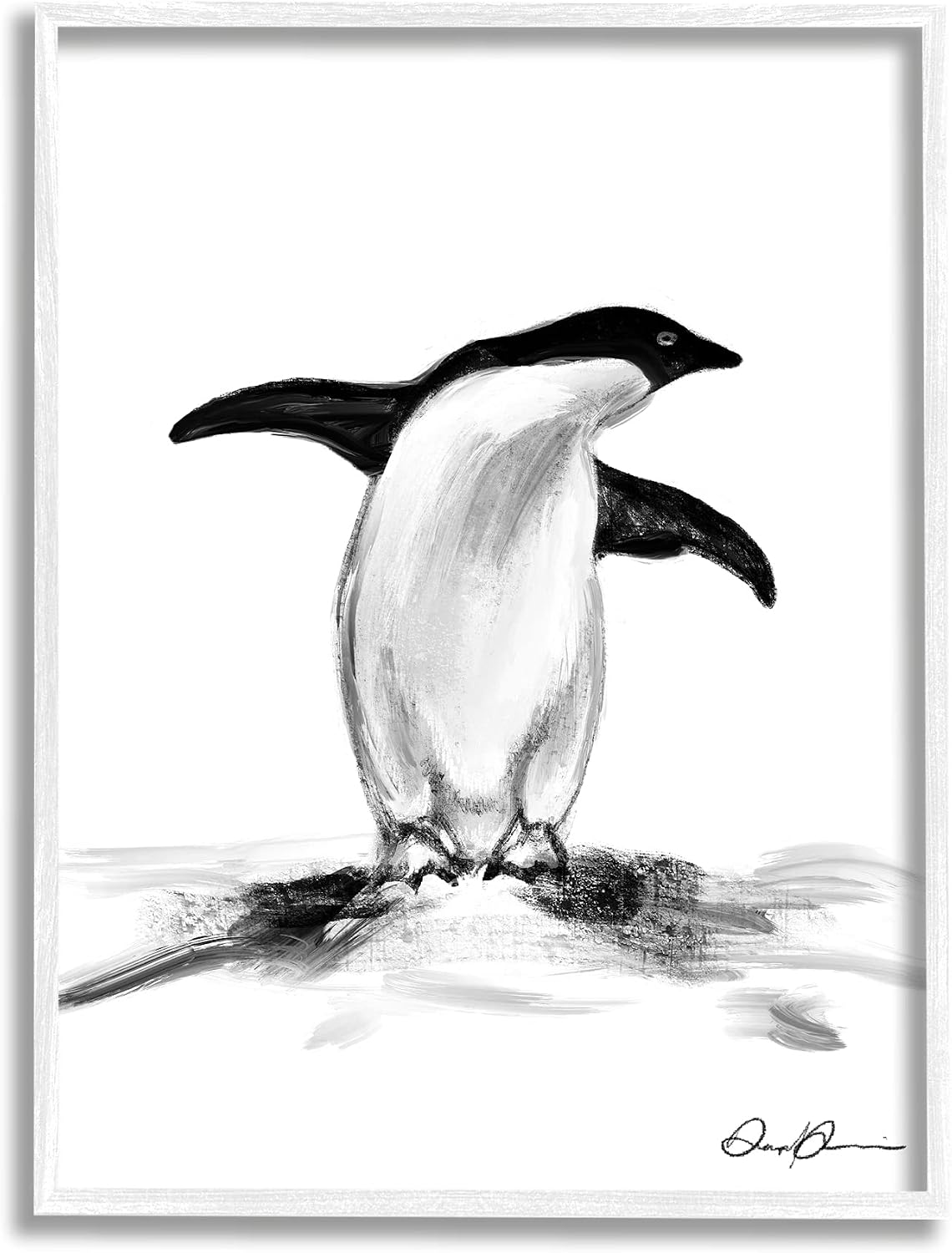 'Adorable Penguin On Snow Mound Arctic Tuxedo'| Framed Giclee Art | Stupell Industries | White, 24 x 30 Inches, Easy to Hang and Sturdy, Made in USA, by Lil' Rue