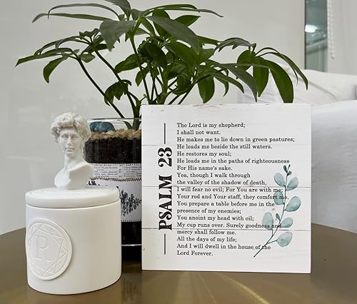 Miniatura 5 de Christian Scripture Salmo 23 Letrero Caja de madera para escritorio, versículo bíblico inspirador, decoración de mesa para el hogar y la sala de