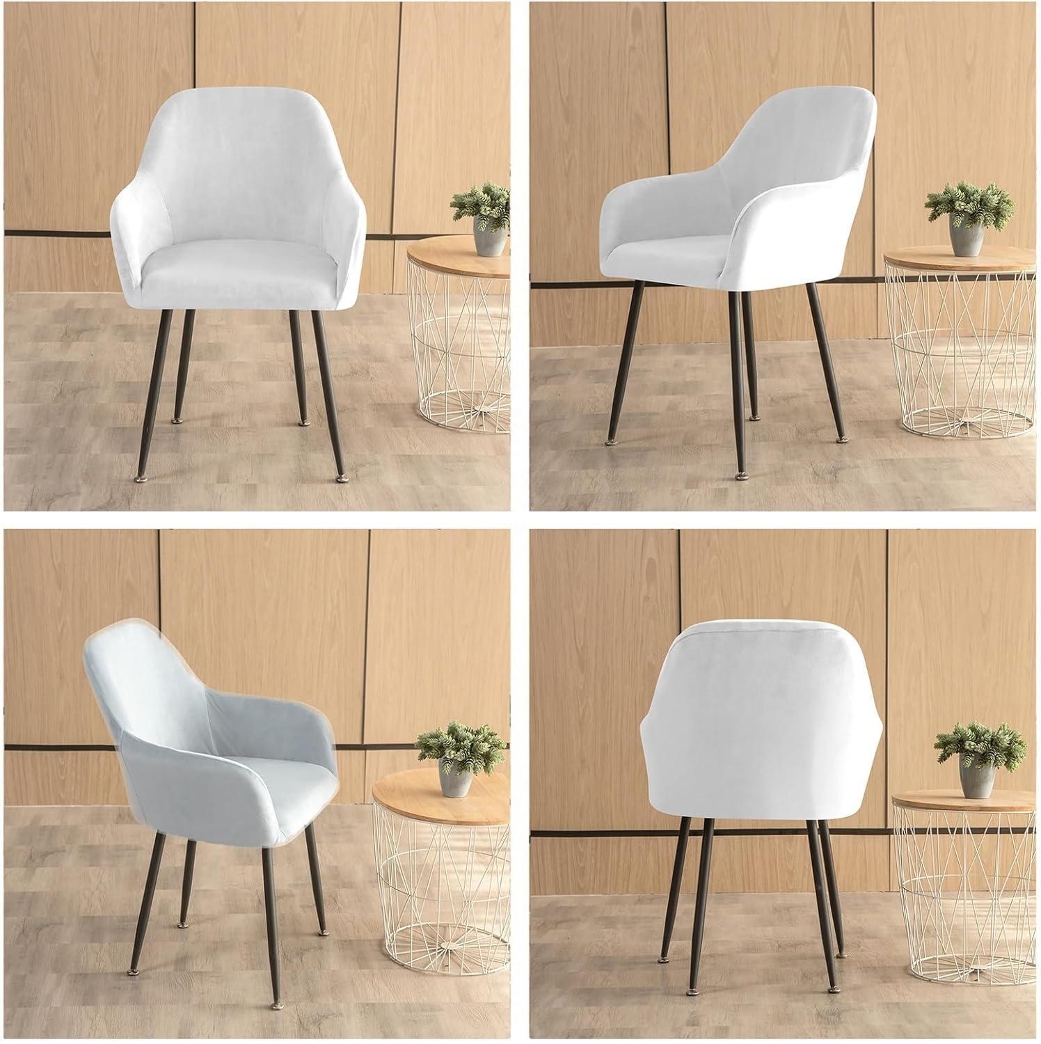 Coprisedie 1/2/4/6 Pezzi Elasticizzato Coprisedia con Braccioli Spandex Fodere Copripoltrona per Sala da Pranzo Lavabile Moderno Fodere per Sedia da Soggiorno Cucina Hotel(Light gray,Set of 2)