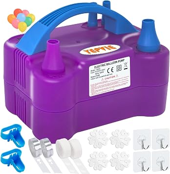 Electric Balloon Pump, Portable Electric Balloon Inflator Pump with 14 Balloon Arch Kits, Dual Nozzle & 2 Modes & 600W, Balloon Blower Machine for Balloons Decoration for Party, Wedding and Birthday