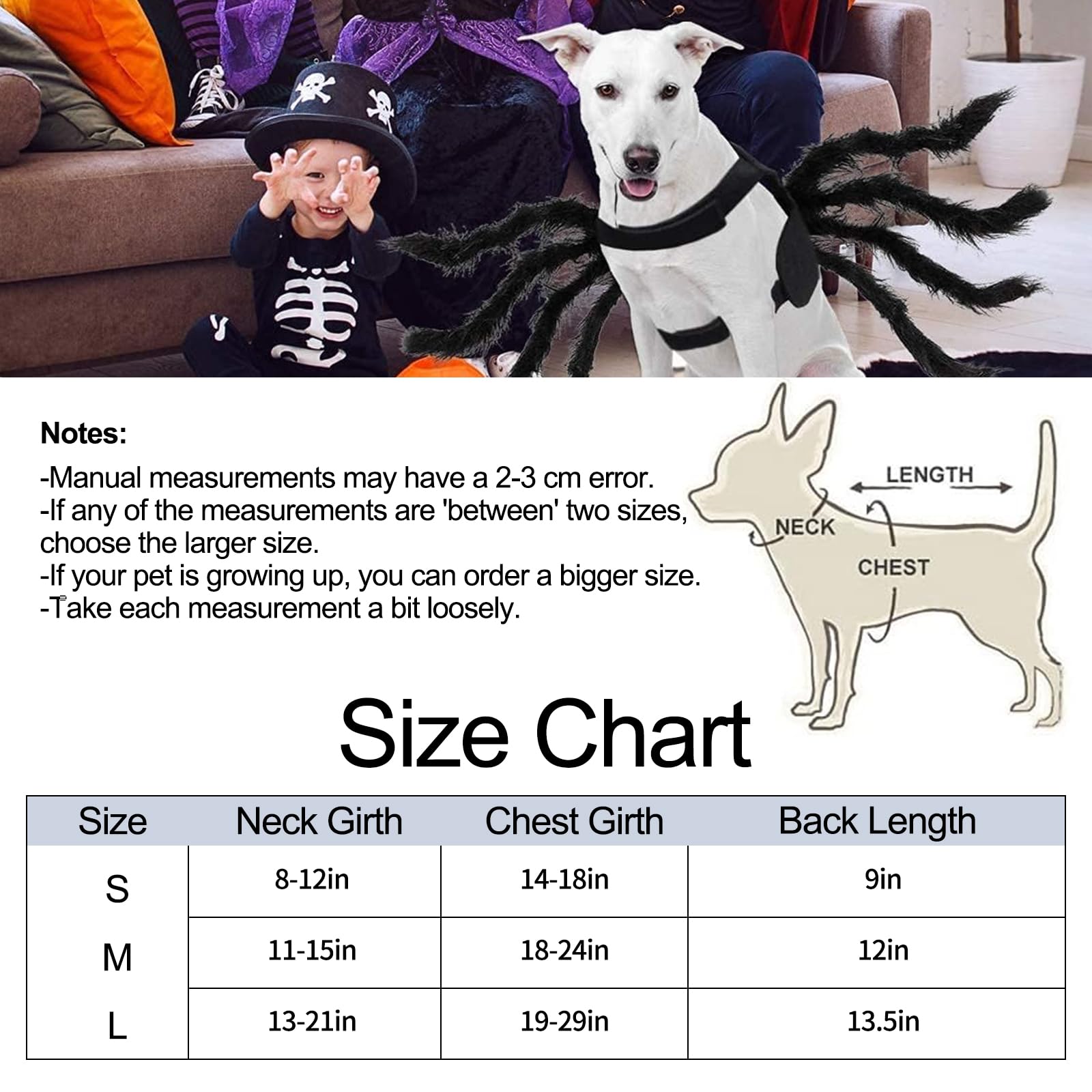 Pet Spider Costume Halloween Furry Giant Simulation Spider Apparel for Cats and Small to Medium Dogs Halloween Party Dress Up Festival Decoration Cosplay Costume (Large) - Image 2