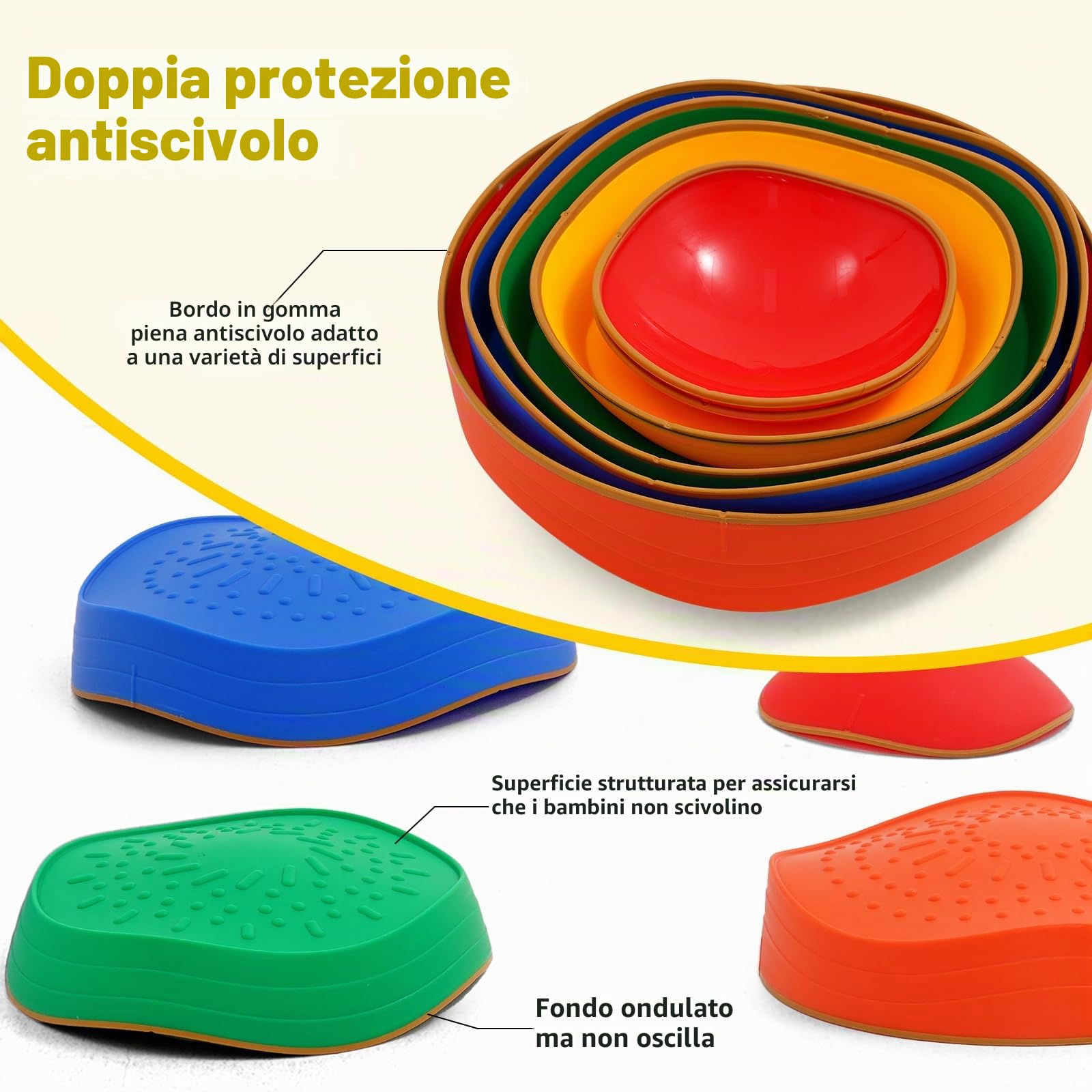 Pietre di Bilanciamento per Bambini, 6PCS Balance Board Bambini Impilabili e Antiscivolo, Promuovere l'equilibrio, Capacità Motorie e Coordinazione, Gioco Equilibrio per Ragazzi Ragazze 3+ Anni