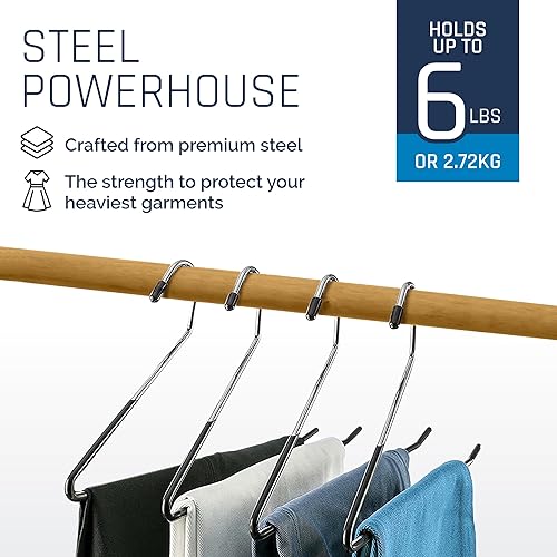 Miniatura 3 de Perchas metálicas para pantalones para hombre, perchas antideslizantes con extremos abiertos, perchas negras para pantalones de vestir para hombres,