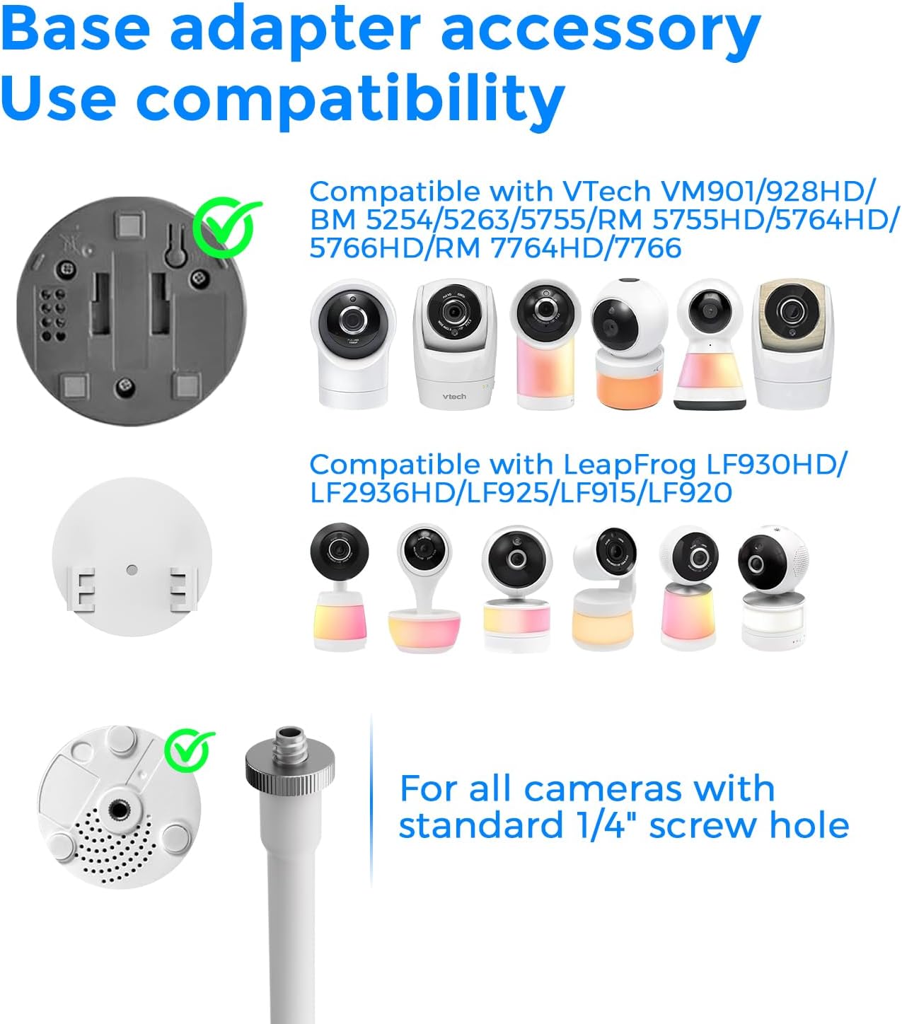 Baby Monitor Stand Holder Compatible with VTech 901/928HD/5263/5755/5764HD/7764HD/7766/5766/5263/BM5254/RM5755HD，Leapfrog LF920HD/RM7768HD/LF815HD/LF1726FHD /LF2413/915/925 Cameras