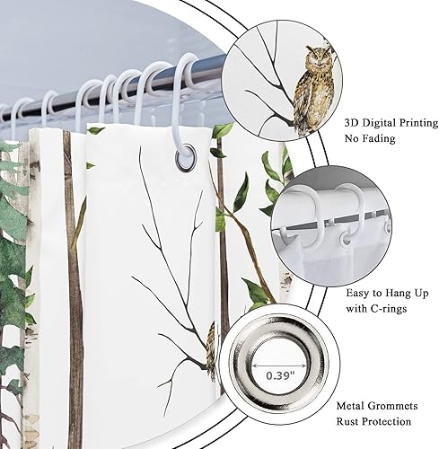 Miniatura 4 de Riyidecor Cortina de ducha de oso marrón para decoración de baño, 72 pulgadas de ancho x 72 pulgadas de alto, para niños, acuarela, safari,