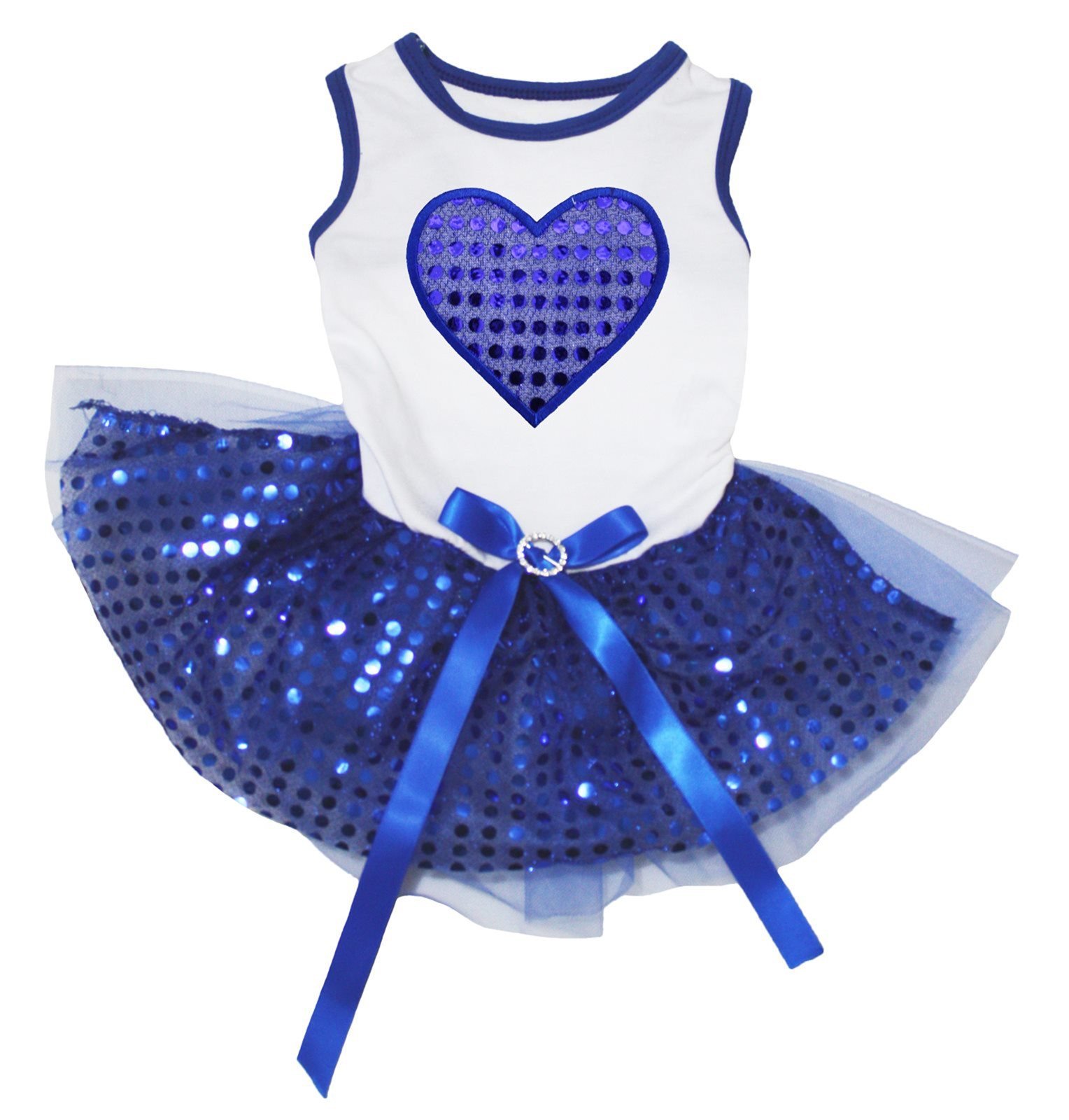 Robe de luxe pour chien bleu moyen et sequins brillants