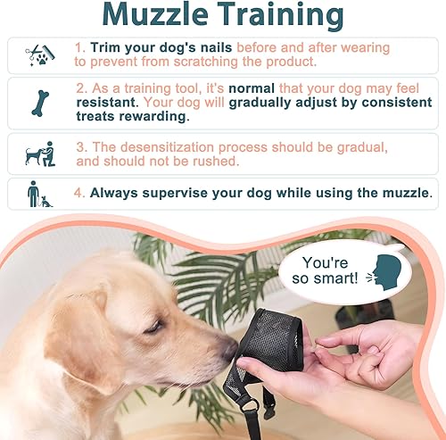 Miniatura 4 de Bozal para perro, bozal de malla para perros grandes, medianos y pequeños, bozales suaves para morder, masticar ciertos ladridos, cubierta bucal