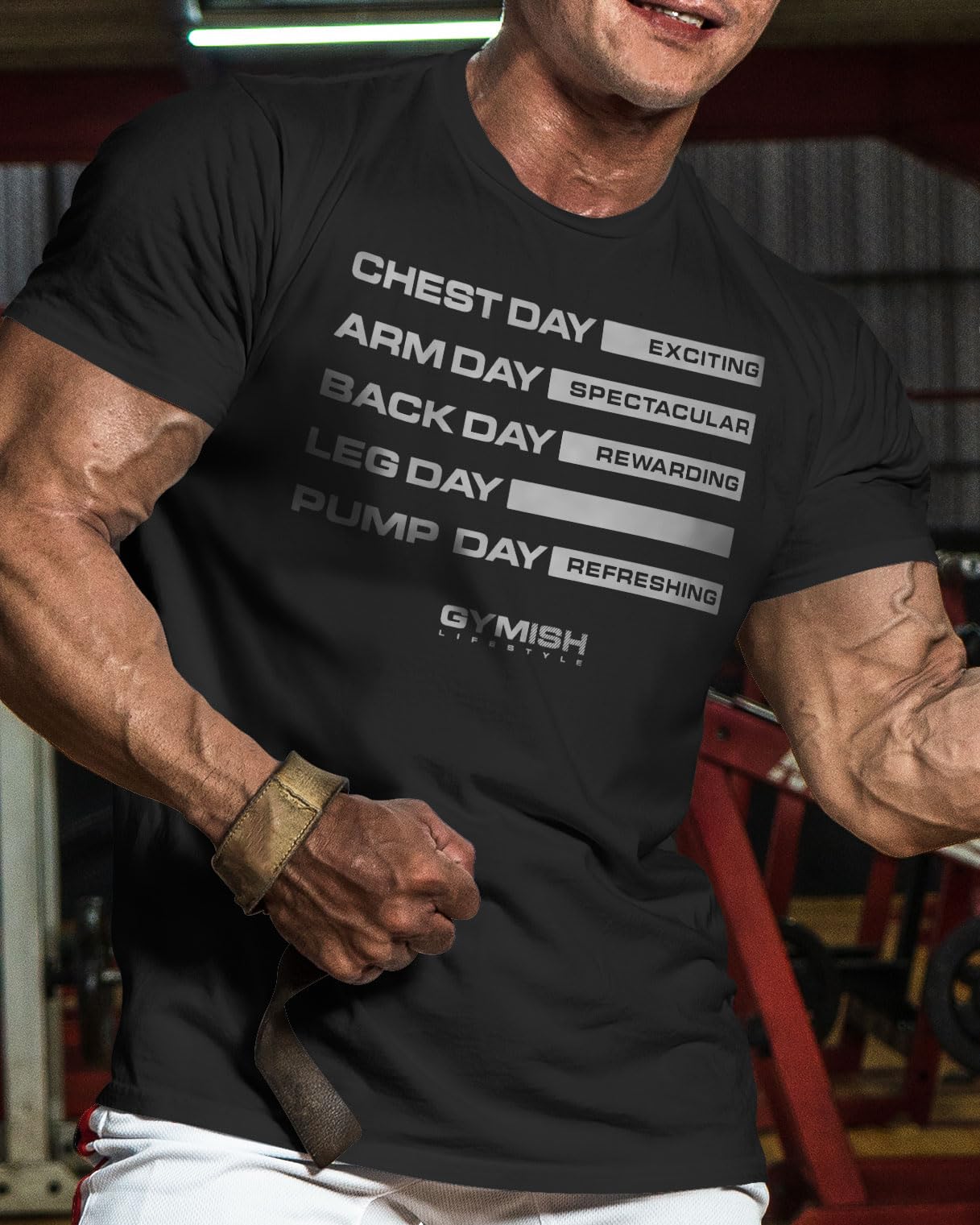 Gymdays Motivation Workout Shirts for Men, Gym Weightlifting Cool T-Shirts (LG, Silver on Black)