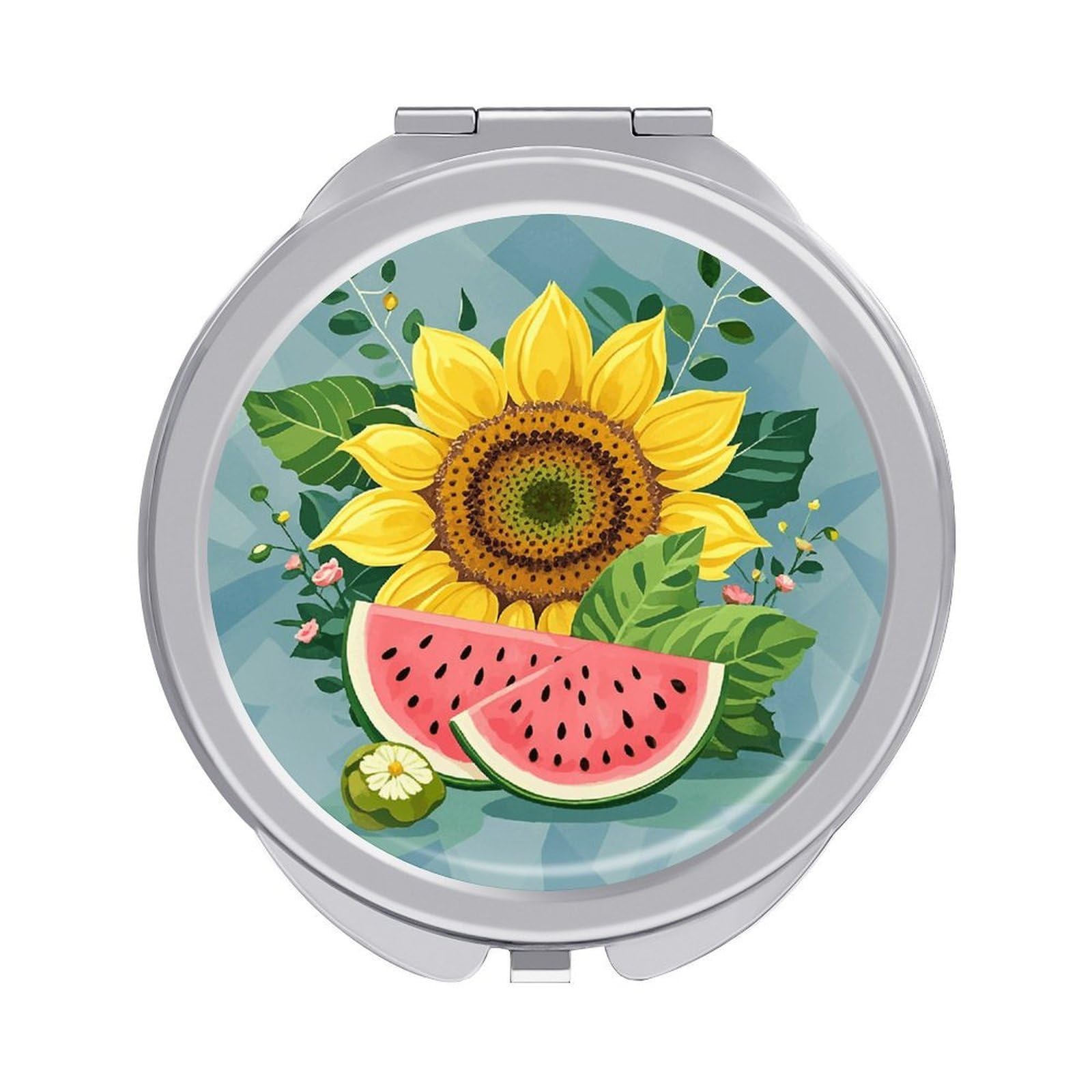 JTREHY Beautiful Watermelon Makeup Mirror Portable Folding Mirror Compact Travel Mirrors 2-Sided Round Pocket Mirrors Cute Handheld Beauty Mirror for Handbag Purse for Women Gift