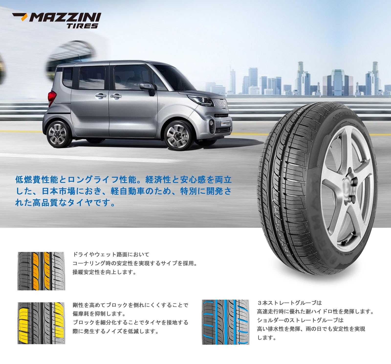 Amazon | MAZZINI マジニー ECO207 165/55R14 72H サマータイヤ 夏