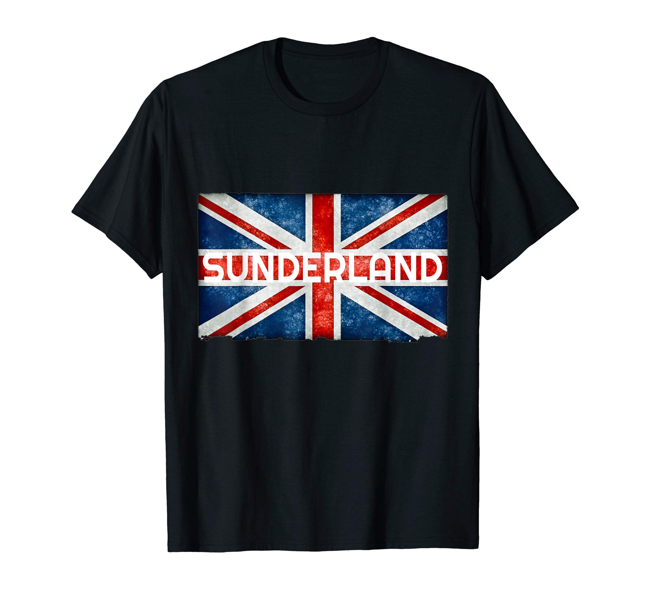 Sunderland England Union Jack Flag T-Shirt, Unisex-Adults, Black, Small, Short Sleeve, Classic FitOEKO-TEX STANDARD 100