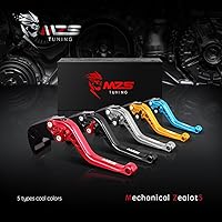 Vista 8 de MZS Palancas de embrague y de freno, para motocicleta, negras, ajustables, cortas