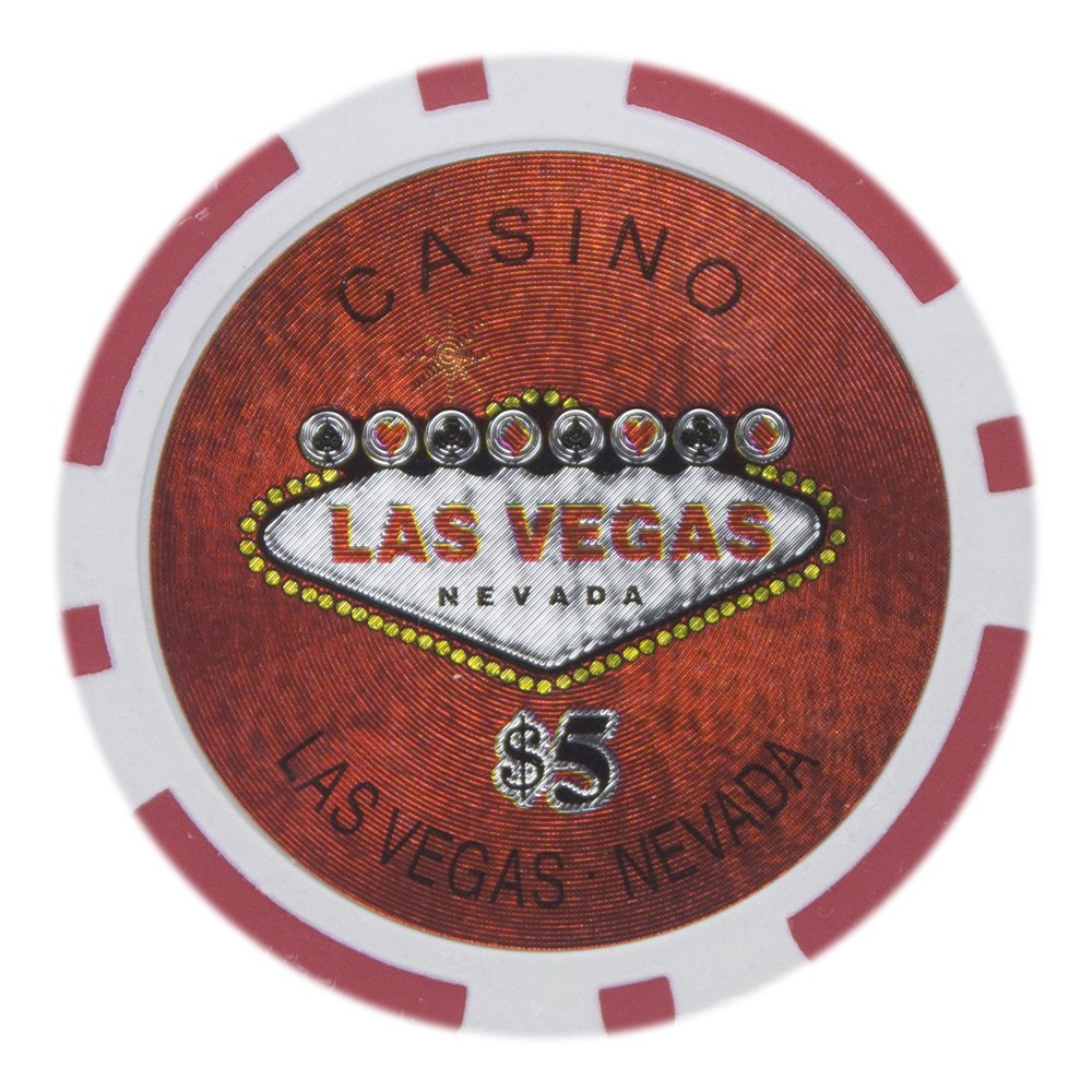 Brybelly Las Vegas Casino Poker Chip Heavyweight 14-Gram Clay Composite – Pack of 50 ($5 Red) — image 1