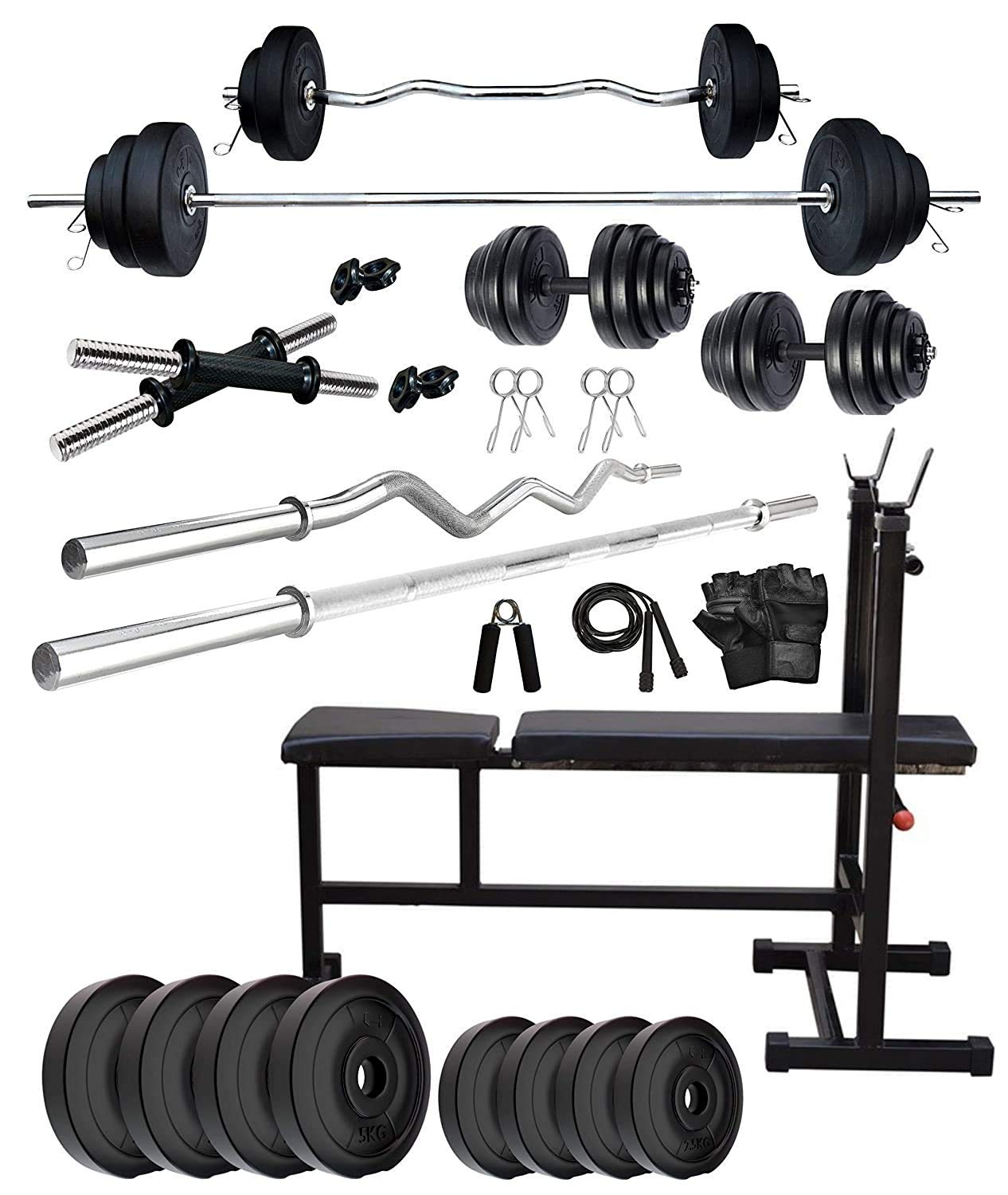 Beacon International 50 kg Home Gym Exercise Set with 3 in 1 Bench, 4 rods and Gym Accessories (B08M3T36WZ) Amazon Price History, Amazon Price Tracker