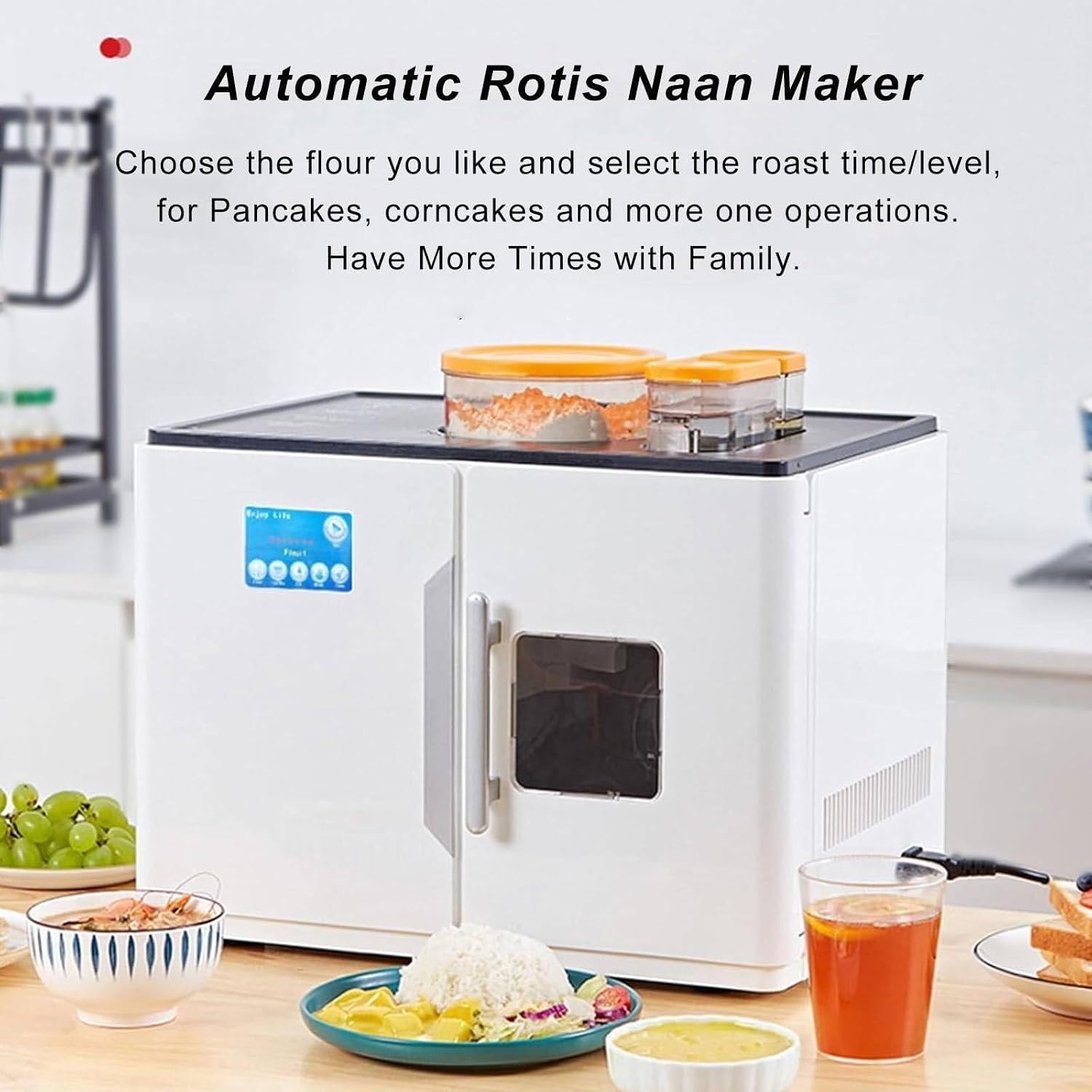 Automatic Indian Pancake Machine, 1-Click 20 Pieces/Time, Electric Roti Maker Machine, for Flour Tortilla, Burritos, 1800W