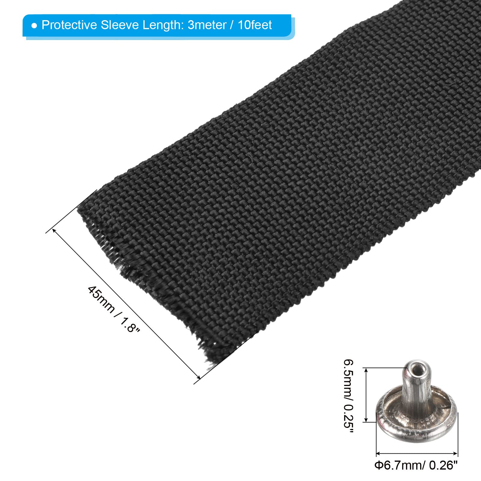 PATIKIL Winch Rope Protector 3m/9.84ft, Polyester Protective Sleeve with Buckle Universal for 4.5cm/1.77in Width Cable Line, Black - Image 2
