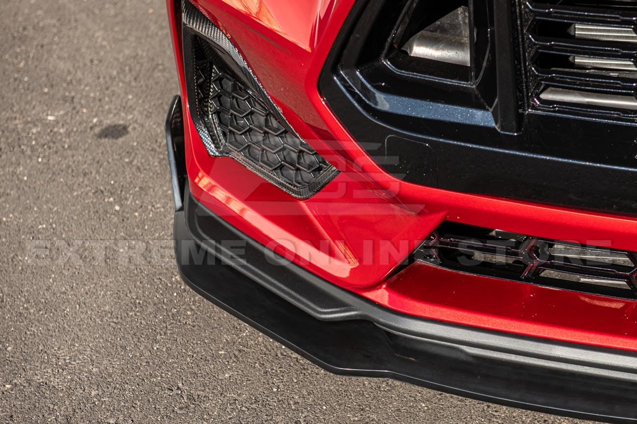 Replacement for 2024-Present Ford Mustang S650 Models | Performance Pack Style Add-On Front Bumper Lip Chin Spoiler Splitter Extension (Polyurethane - Plastic Black)