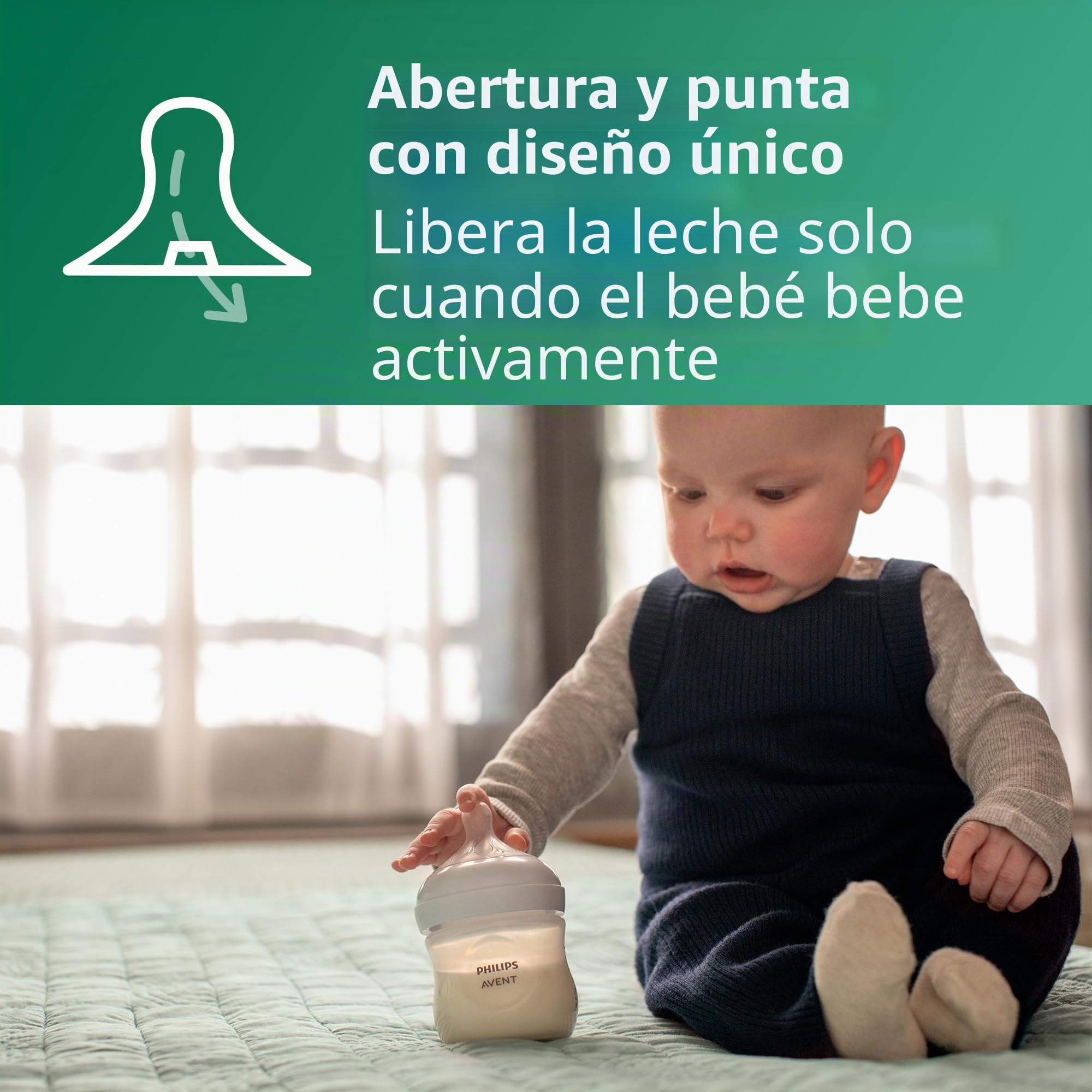 Philips Avent SCY910/04 - Biberón de vidrio con tetina natural, 113.4 g