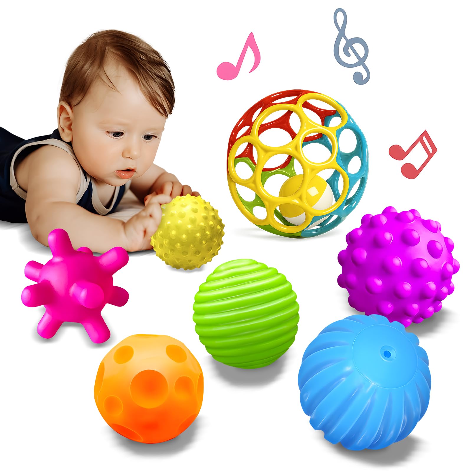 Sensory Balls for Toddlers 1-3, Baby Rattle Ball Toy Set