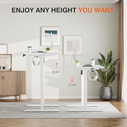 Vista 20 de Furmax Escritorio eléctrico de pie, escritorio ajustable de altura de 55 x 24 pulgadas con ruedas extraíbles, escritorio para computadora de oficina