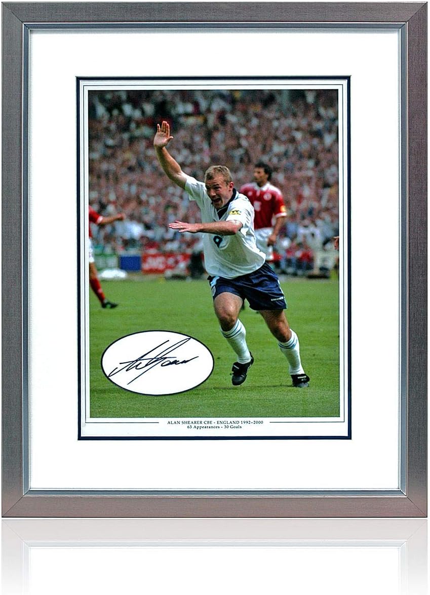 Alan Shearer Hand Signed England 16x12'' Euro 96 photograph AFTAL COA