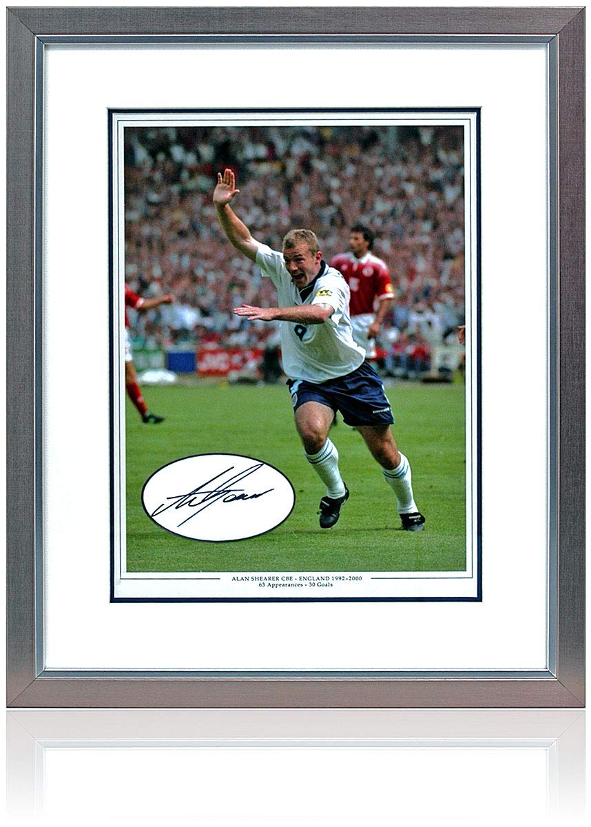 Alan Shearer Hand Signed England 16x12'' Euro 96 photograph AFTAL COA