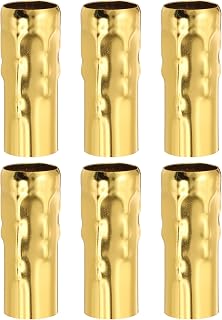 PATIKIL 2.4" Tall Candle Covers Sleeves, 6 Pcs Metal E14 Chandelier Socket Sleeves with Dripping Candelabra Base Accessories Bulb Light Base Holder for Lighting Lamps DIY, Swimming Gold