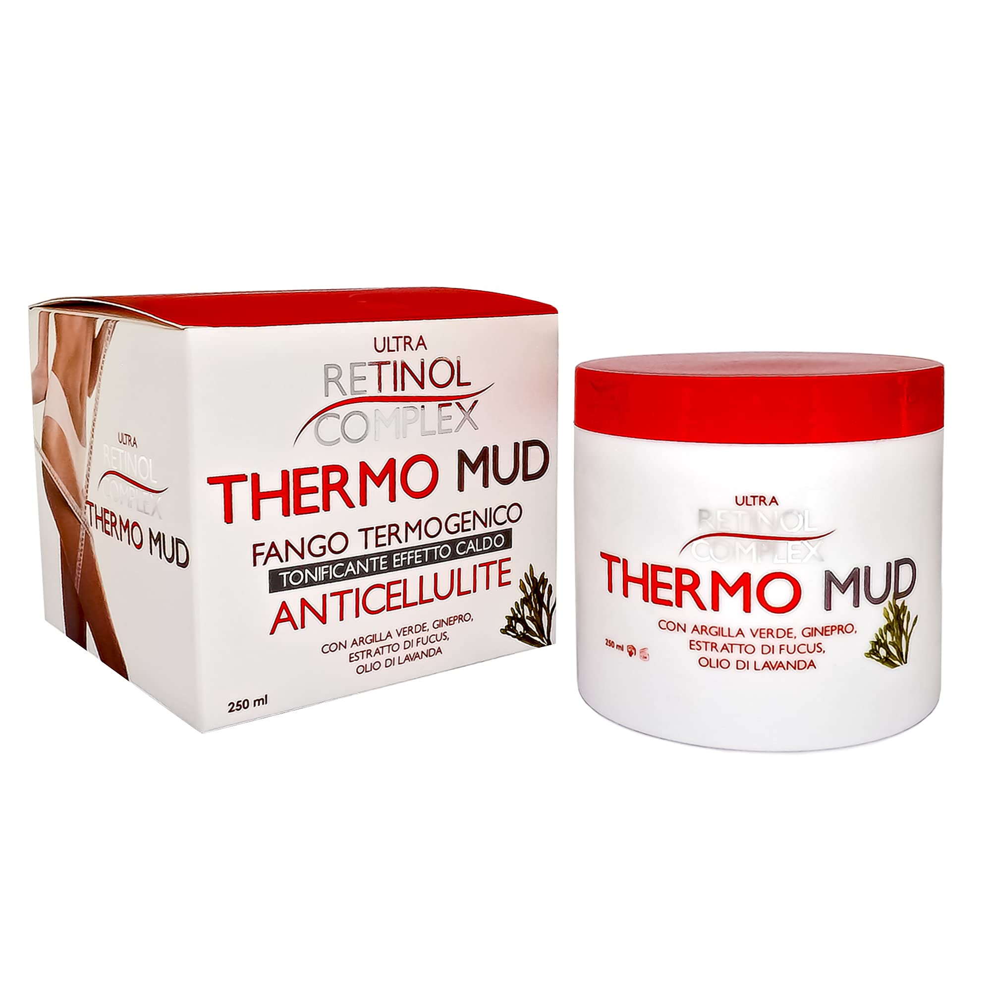 Fango anticellulite e Tonificante Effetto Caldo, Fango Termogenico Anticellulite con Argilla Verde, Ginepro, Estratto di Fucus e Olio Di Lavanda