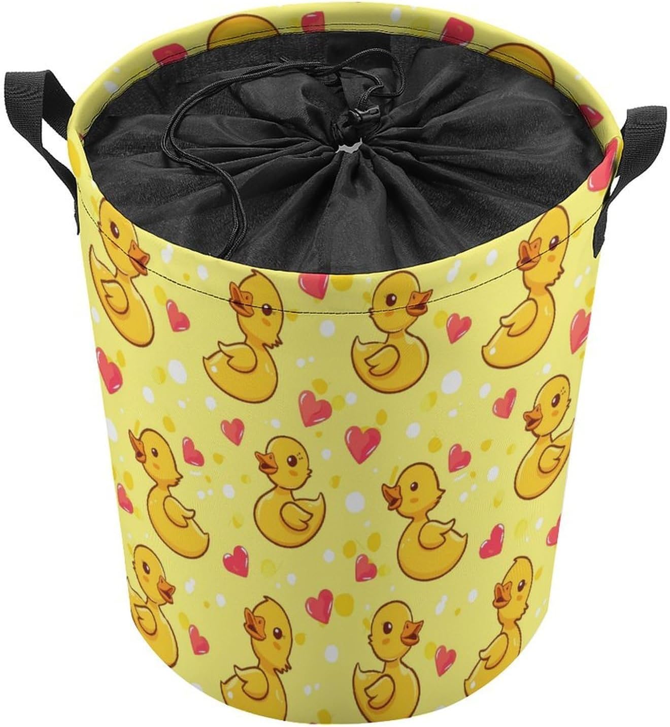 Cute Rubber Duck Laundry Basket Dirty Clothes Hamper Storage Laundry Bag with Handles for Dorm Room 44x44cm