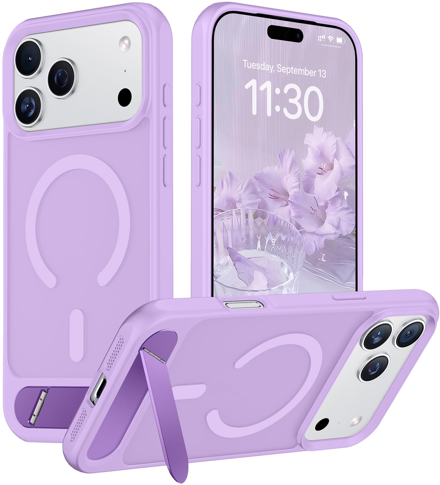 Temdan Designed for Phone 18 Pro Max Case/17 Pro Max Case, [Built-in Invisible Kickstand][Compatible with MagSafe][Military Grade Shockproof] Slim Translucent Matte Phone Case 6.9 inch (Light Purple)