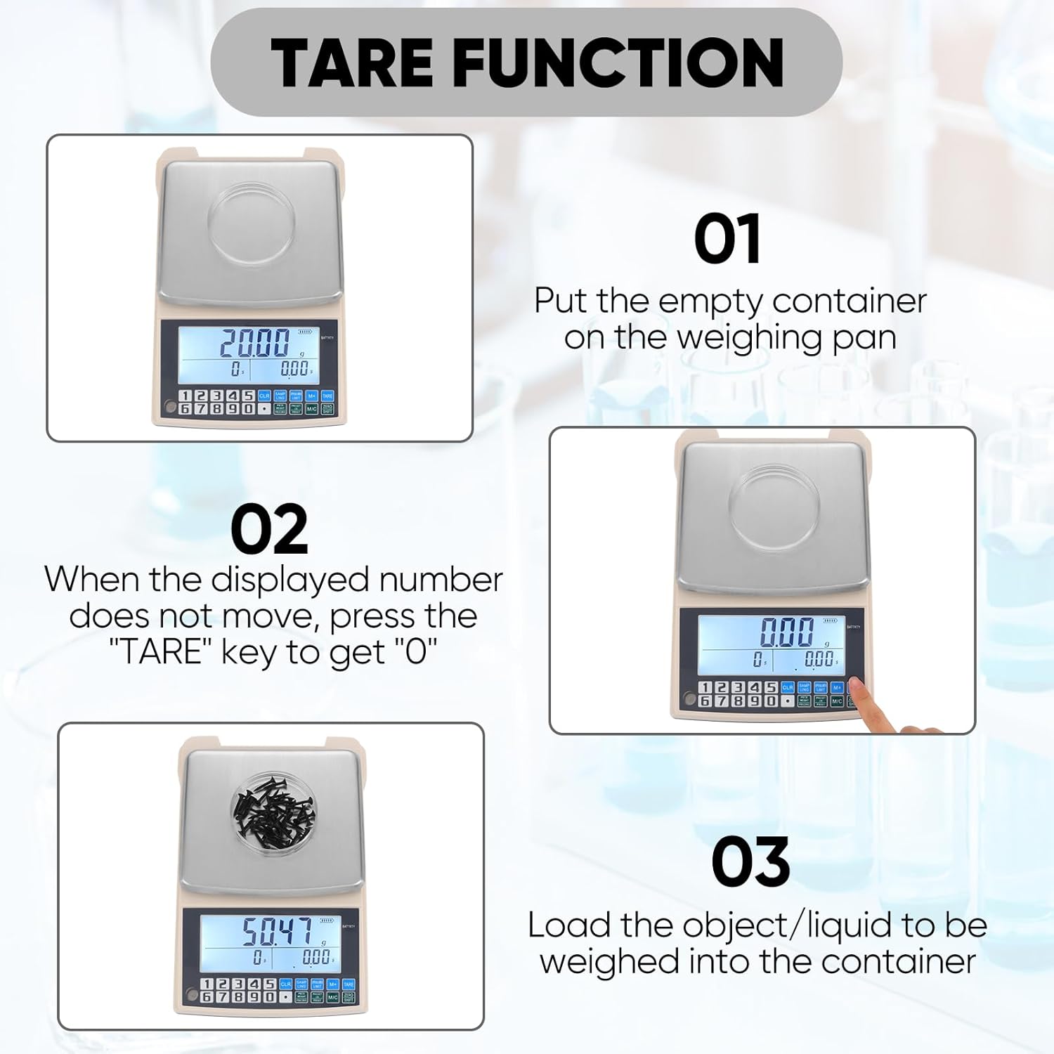 Lab Scale 5000gx0.01g High Precision Lab Gram Counting Scale with RS232 Port & Calibration Weight & Battery, Lab Analytical Balance Scientific Electronic Scale for Kitchen, Jewelry, Gold, Industrial