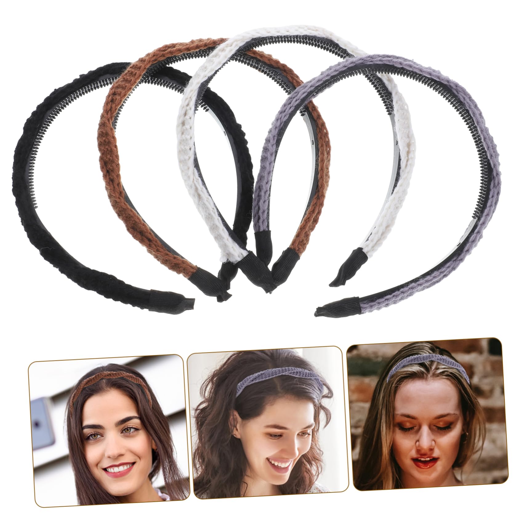 FRCOLOR 12stücke Teiliges Modischer Gestrickter Haarbänder Für Damen Elastische Haarschmuck-accessoires Für Verschiedene Anlässe Und Outfits
