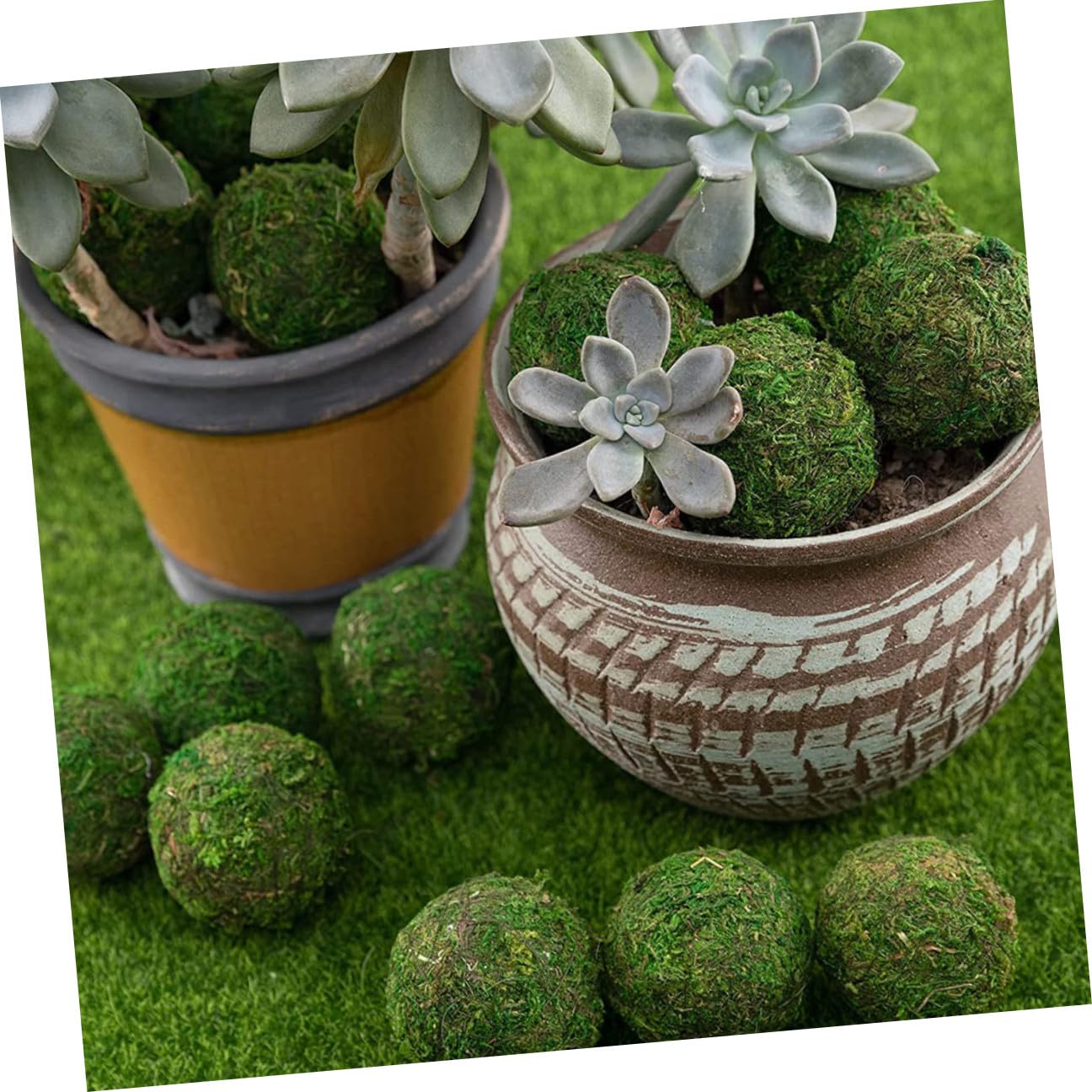 PRETYZOOM 14 Palline Decorative di Muschio Finto 8cm e 6cm, Ornamento Naturale per Vasi e Centrotavola, Accessori Decorativi per Casa, Giardino, Ufficio e Matrimoni