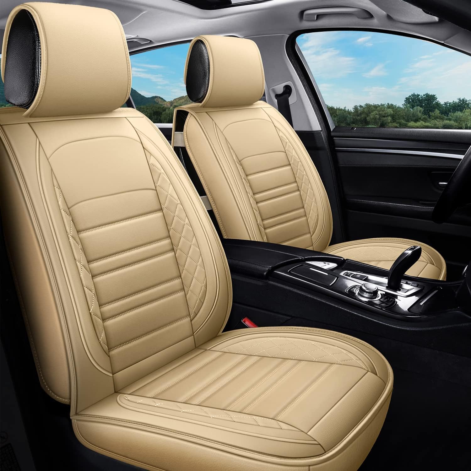 Huidasource Front Car Seat Covers, Waterproof Leather