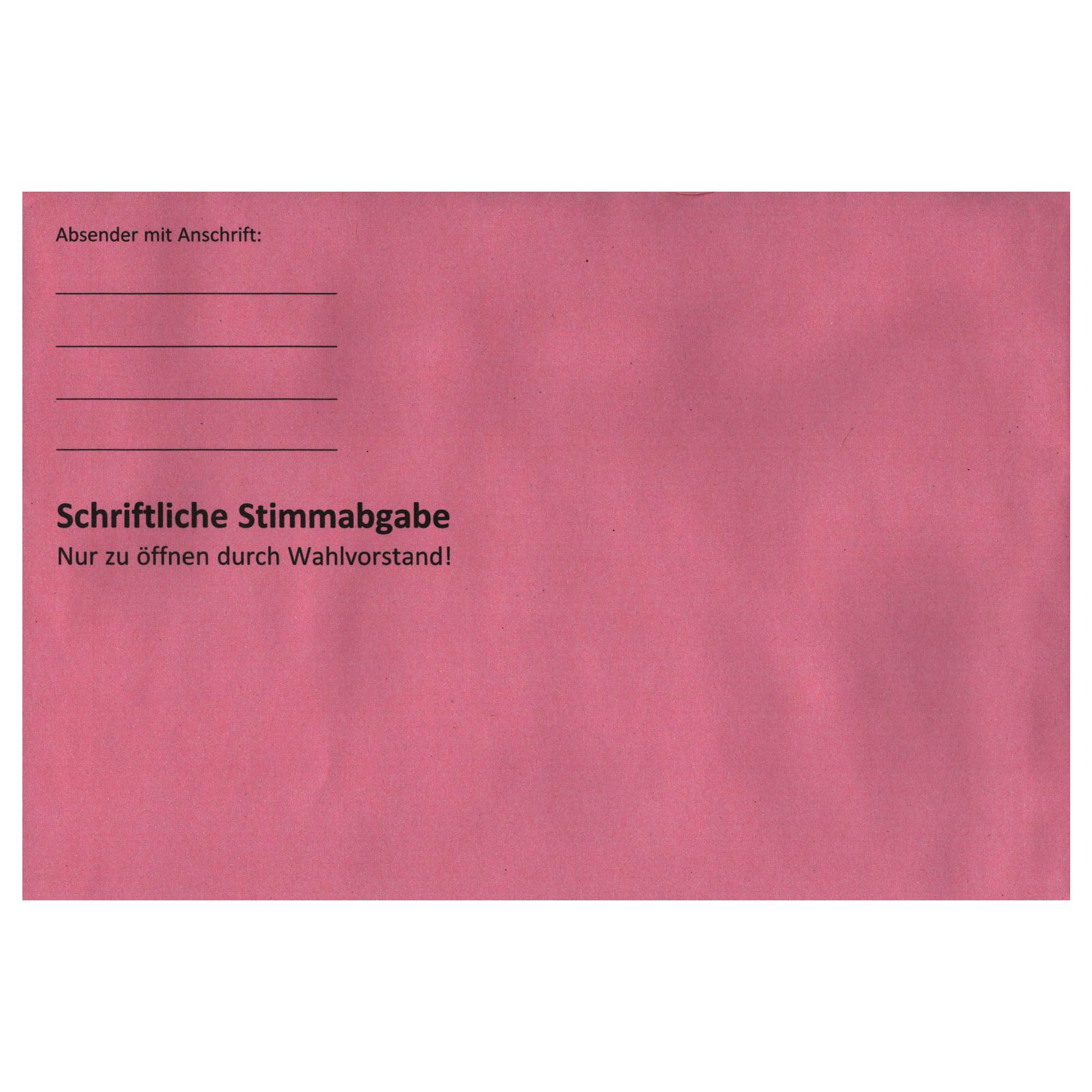 Betriebsratswahl – Äußere Wahlumschläge B6 (176 × 120 mm), einseitig bedruckt – Kuvert für Rücksendung Briefwahl, nassklebend (Rot, 100 Stück)
