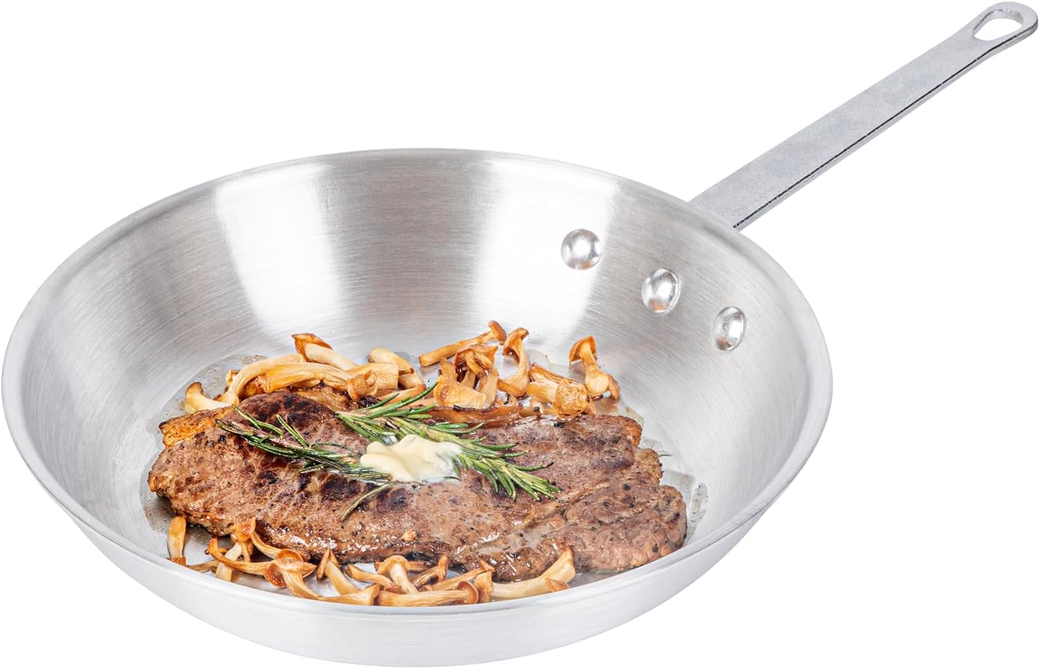 Restaurantware-Met Lux 10 Inch Fry Pans, Set Of 6 Durable Frying Pans - Satin Finish, Triple-Riveted, Silver Aluminum Cooking Skillets, For Searing, Sautéing, And Browning Food