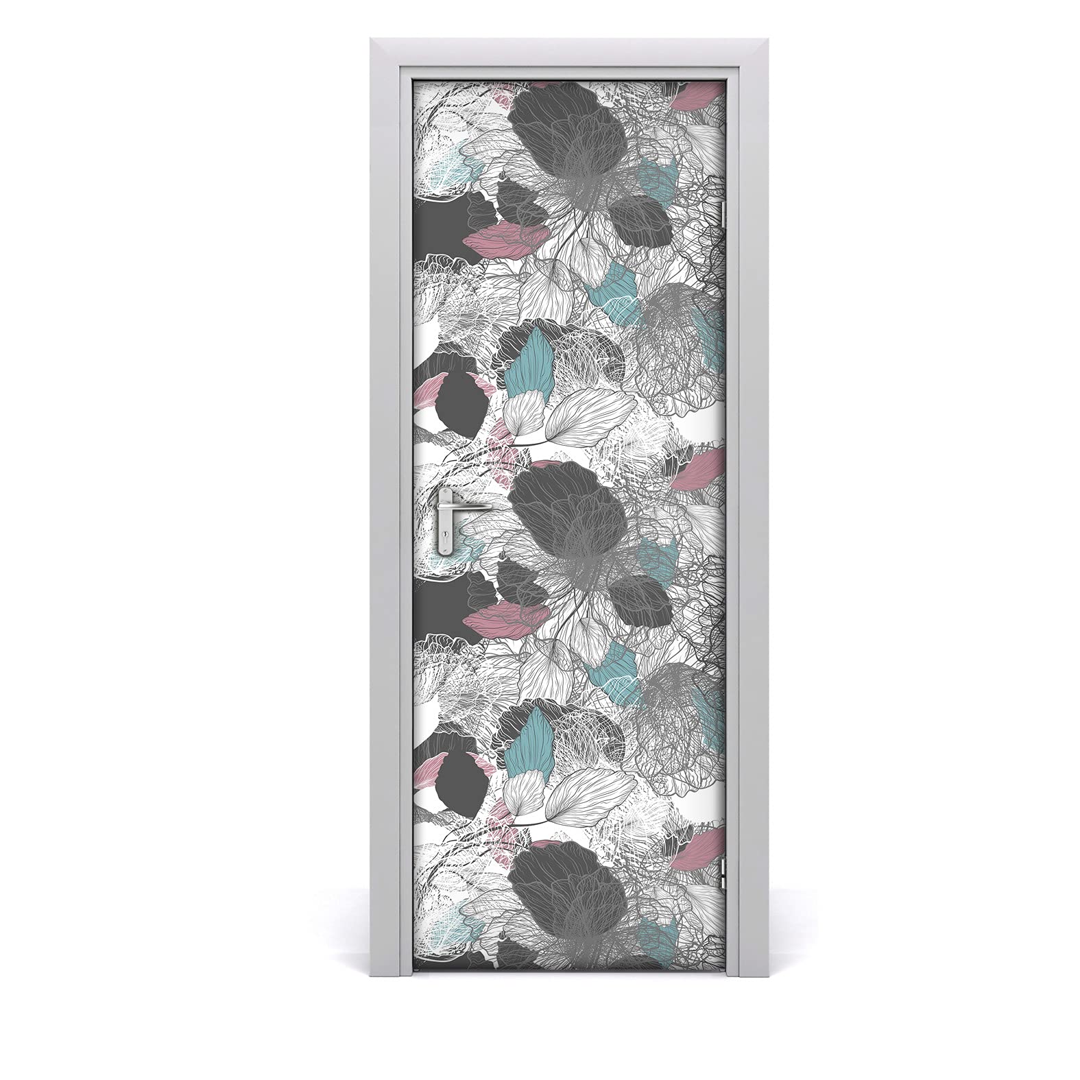 Fondo de pantalla adhesivo para renovar puertas de dormitorios con diseño floral abstracto