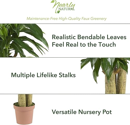 Miniatura 2 de Nearly Natural 6584planta artificial decorativa de seda de dracaena fragrans color verde
