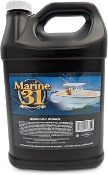 Marine 31 Mildew Stain Remover & Cleaner | Powerful Cleaning Solution for Boats, Homes & Patios | Removes Stubborn Stains from Showers, Vinyl & Fiberglass | Easy to Use | M31-372-128OZ | 128oz Gallon