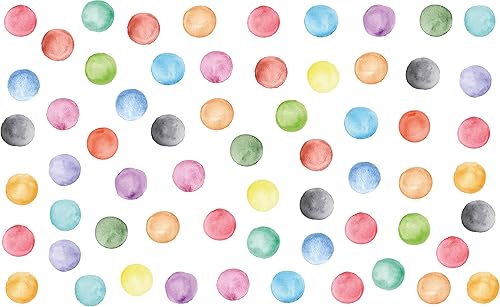 Murwall Calcomanía de pared de lunares, acuarela, colorida, calcomanías de pared redondas, calcomanías de pared para despegar y pegar, decoración de