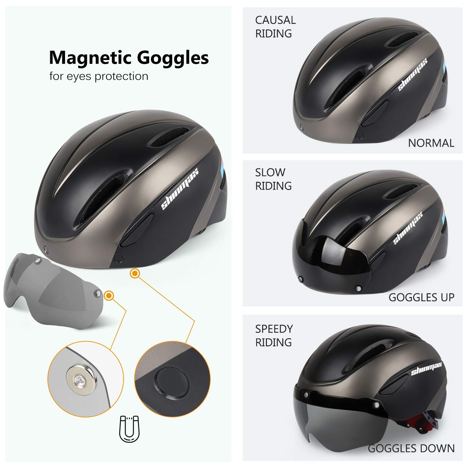 KINGLEAD Casco Bicicleta con Visera, Protección de Seguridad Ajustable Casco de Bicicleta Ligera para Montar en Bicicleta Casco de Bicicleta BMX Scooter Skate Mountain Road