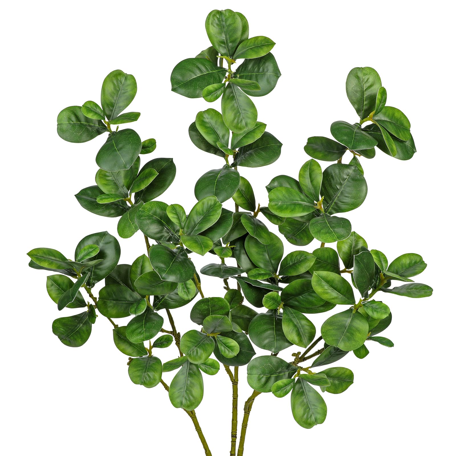 Arborus 3PCS Artificial Greenery Stems 36.2" Long Stem Artificial Ficus Leaves Fake Green Foliage Stems Faux Branches for Tall Vase Floral Arrangements Home Office Wedding Decoration