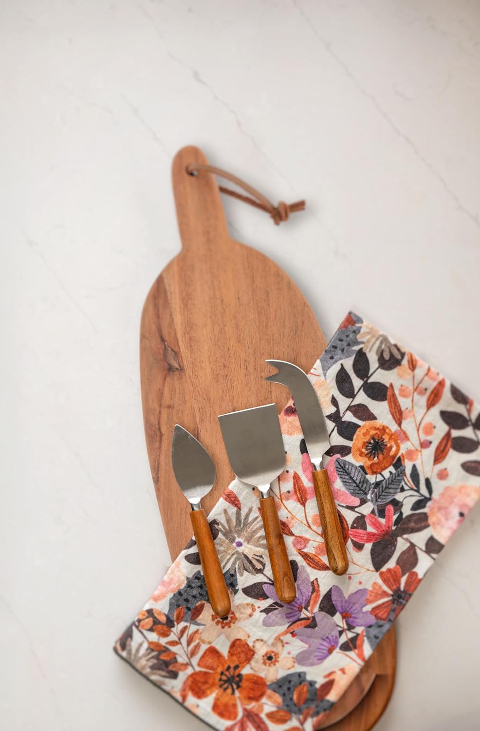 Karma Linen Blend Tea Towel Cinnamon Floral Small image 3
