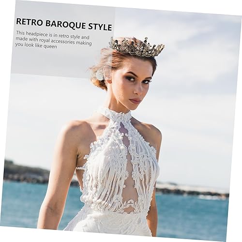Miniatura 3 de Beaupretty 1 diadema barroca retro negra con diamantes de imitación, accesorios negros para mujer, diadema de princesa con diamantes de imitación,