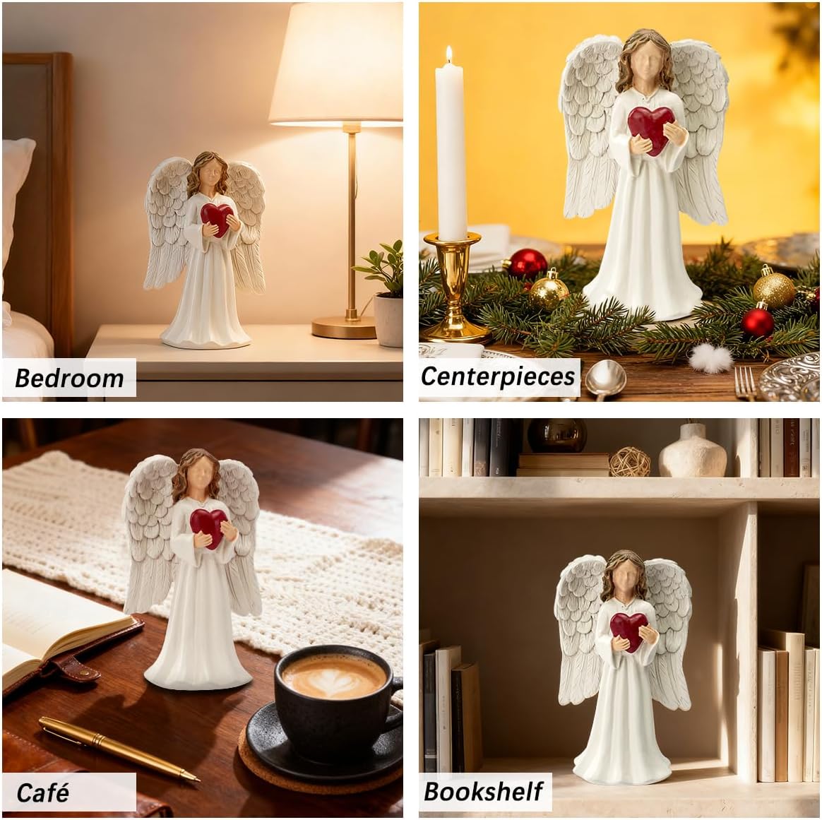 Guardian Angel Figurines, Healing Resin Angel Statue Holding Heart for Thanksgiving Christmas Home Decor Ornament Memorial Gifts - Image 7